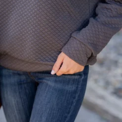 Color Pop Quilted Pullover Sweatshirt -Women's Clothing Store untitled 1441