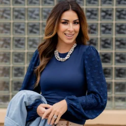 Dotted Sleeve Solid Body Blouse -Women's Clothing Store untitled 1471 d2f9ed5e a19b 4b17 9756 1c155ed860b0