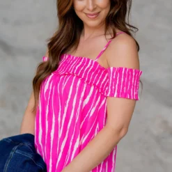 Painted Stripes Off The Shoulder Maxi Dress -Women's Clothing Store untitled 1500