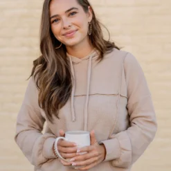 Woven Textured Mid Seam Hoodie -Women's Clothing Store untitled 1587 5abab877 c302 46ef b46d bba6a41ad98d