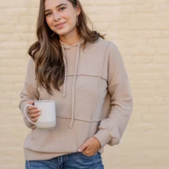 Woven Textured Mid Seam Hoodie