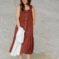 Spotted Button Accented Midi Dress 21 Spotted Button Accented Midi Dress -Women's Clothing Store untitled 1602