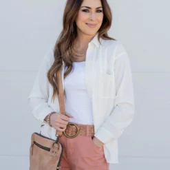 Lightweight Side Slit Button Up Blouse 24 Lightweight Side Slit Button Up Blouse -Women's Clothing Store untitled 1603