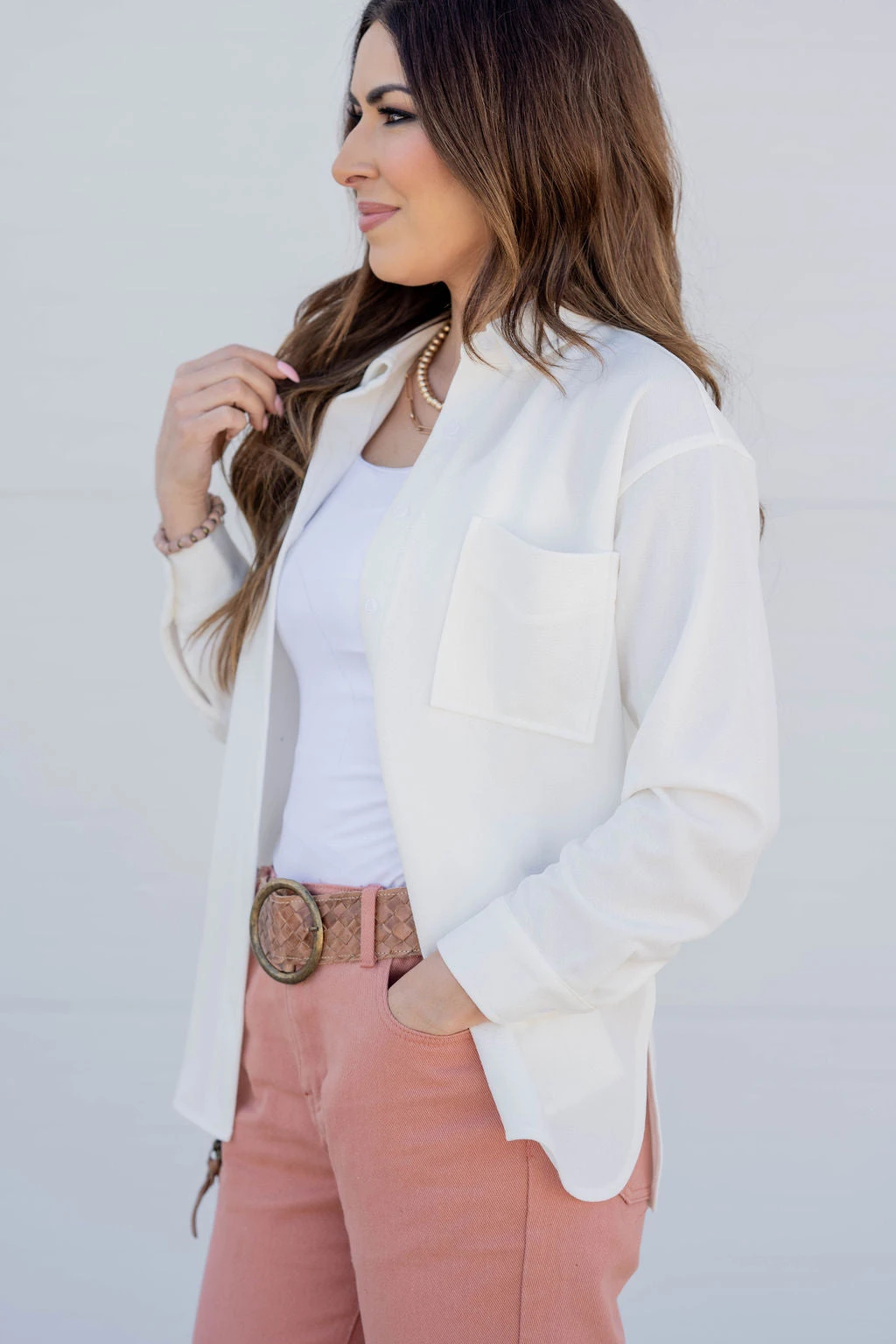 Lightweight Side Slit Button Up Blouse 7 Lightweight Side Slit Button Up Blouse - Image 7