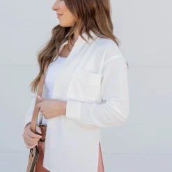 Lightweight Side Slit Button Up Blouse 25 Lightweight Side Slit Button Up Blouse -Women's Clothing Store untitled 1607