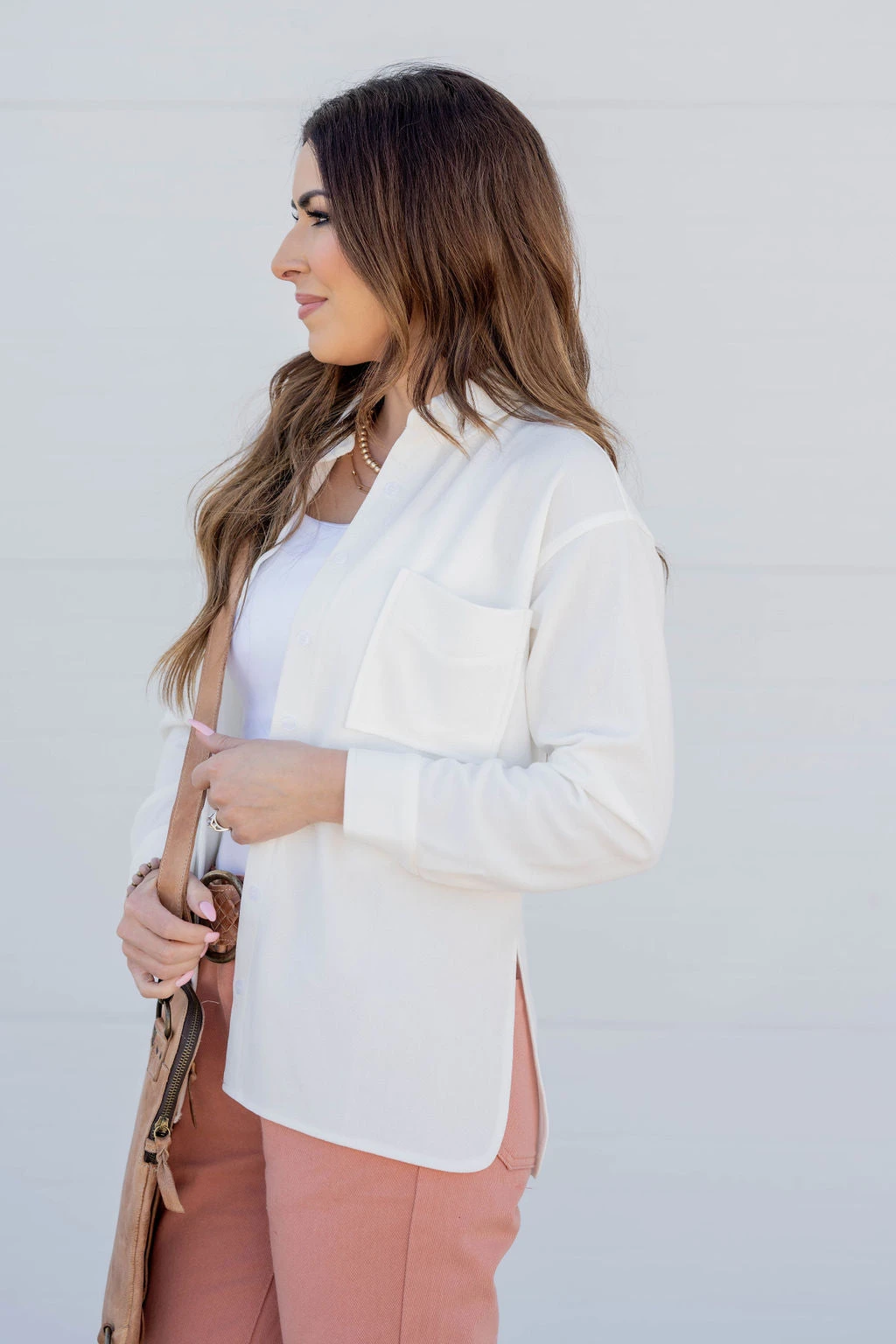 Lightweight Side Slit Button Up Blouse 6 Lightweight Side Slit Button Up Blouse - Image 6