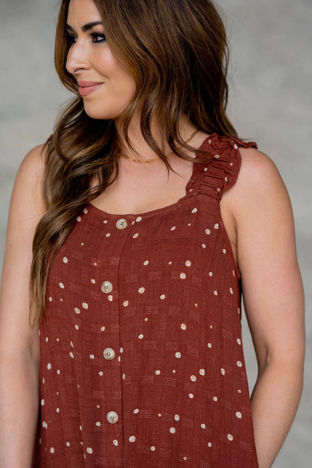 Spotted Button Accented Midi Dress 10 Spotted Button Accented Midi Dress - Image 10