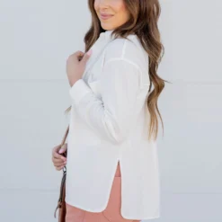 Lightweight Side Slit Button Up Blouse 27 Lightweight Side Slit Button Up Blouse -Women's Clothing Store untitled 1608