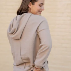 Woven Textured Mid Seam Hoodie -Women's Clothing Store untitled 1617 c53ff560 d1c8 46ab b569 76d21b6e0ef2