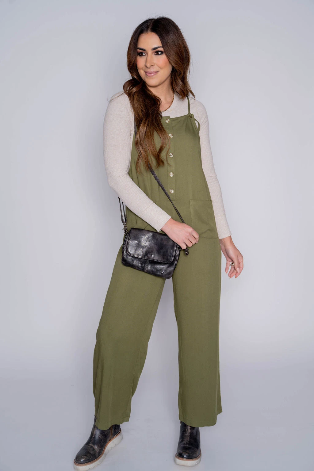 Button Front Tie Strap Jumpsuit 5 Button Front Tie Strap Jumpsuit - Image 5