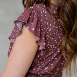 Speckled Wrap Top Midi Dress -Women's Clothing Store untitled 1649