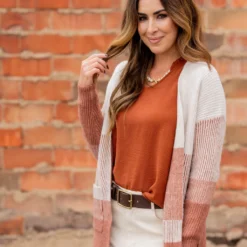 Ombre Blocked Knit Cardigan