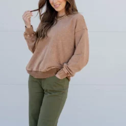 Acid Washed Crewneck Sweatshirt -Women's Clothing Store untitled 1657 22d00e37 5101 4a46 8085 0ecbd2ee3a04