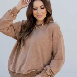 Acid Washed Crewneck Sweatshirt -Women's Clothing Store untitled 1659 a5f83bac a78e 4230 bcfe 65125428e982