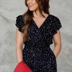 Speckled Wrap Top Midi Dress -Women's Clothing Store untitled 1679