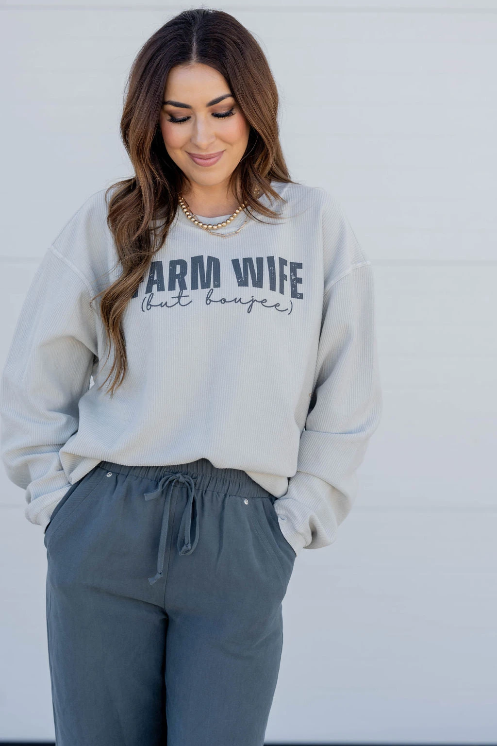 Farmwife But Boujee Ribbed Graphic Crewneck 5 Farmwife But Boujee Ribbed Graphic Crewneck - Image 5