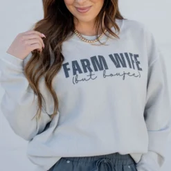 Farmwife But Boujee Ribbed Graphic Crewneck