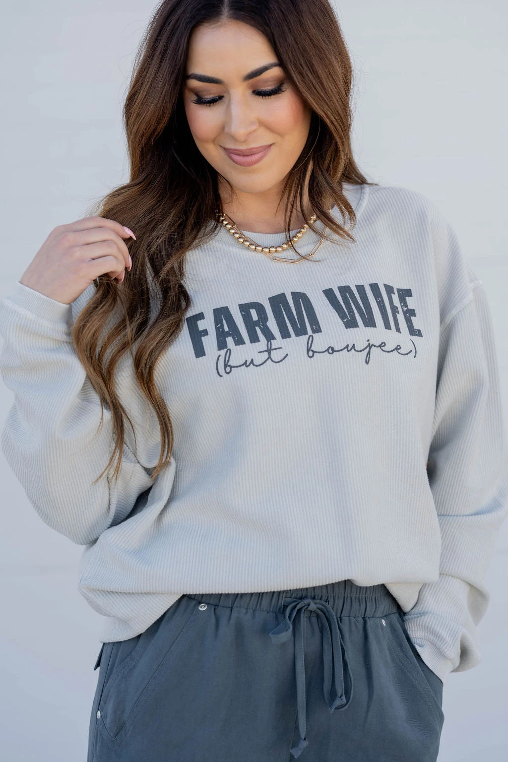 Farmwife But Boujee Ribbed Graphic Crewneck 1 Farmwife But Boujee Ribbed Graphic Crewneck