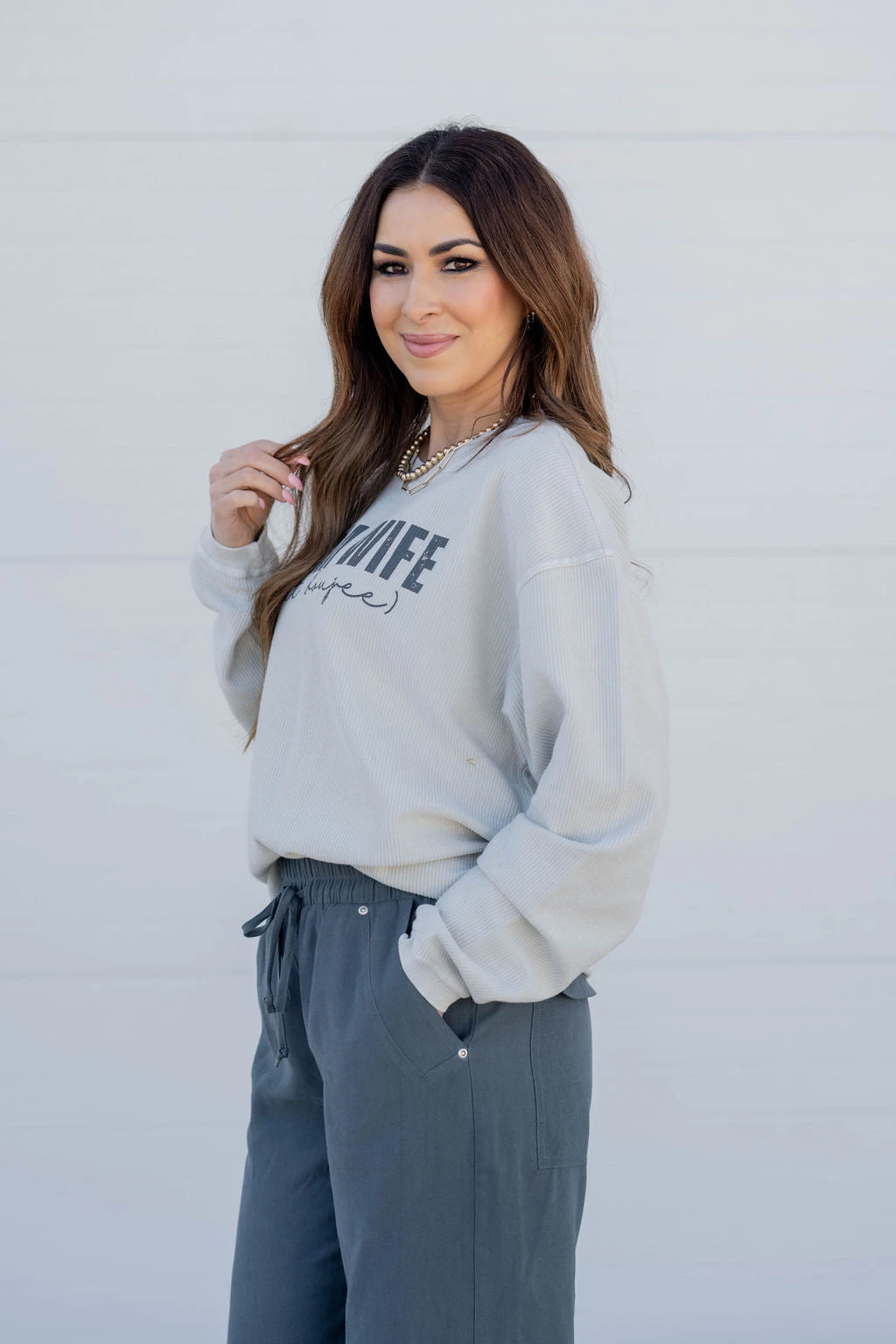 Farmwife But Boujee Ribbed Graphic Crewneck 2 Farmwife But Boujee Ribbed Graphic Crewneck - Image 2