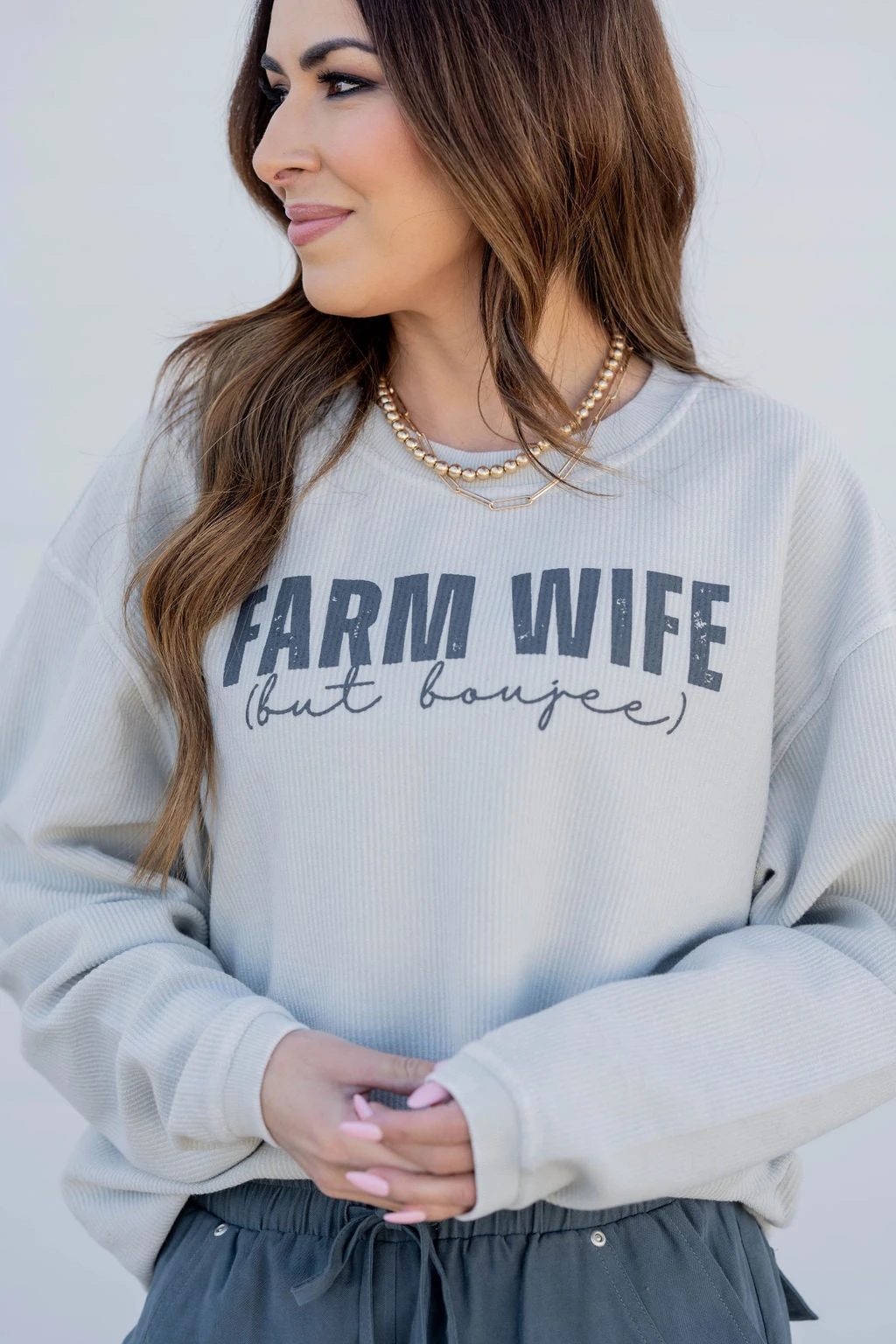 Farmwife But Boujee Ribbed Graphic Crewneck 6 Farmwife But Boujee Ribbed Graphic Crewneck - Image 6
