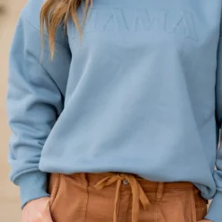 Mama Embossed Crewneck -Women's Clothing Store untitled 1701 691b3234 b8a2 4668 b50d 313035ce3472