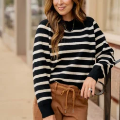 Mixed Knits Striped Sweater