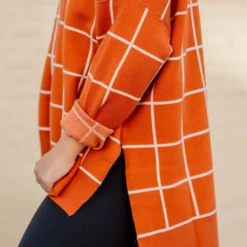 Grid High Low Mock Neck Sweater Tee -Women's Clothing Store untitled 1733