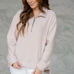 Side Slit Pullover Sweatshirt -Women's Clothing Store untitled 1756