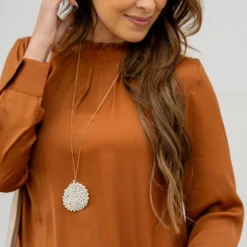 Dressy Cinched Neck Blouse -Women's Clothing Store untitled 1819