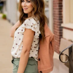 Sketched Double Flutter Blouse -Women's Clothing Store untitled 1867