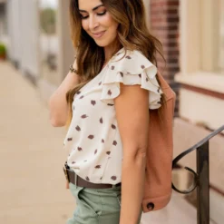 Sketched Double Flutter Blouse -Women's Clothing Store untitled 1869