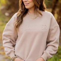 Believer Embossed Crewneck -Women's Clothing Store untitled 1900