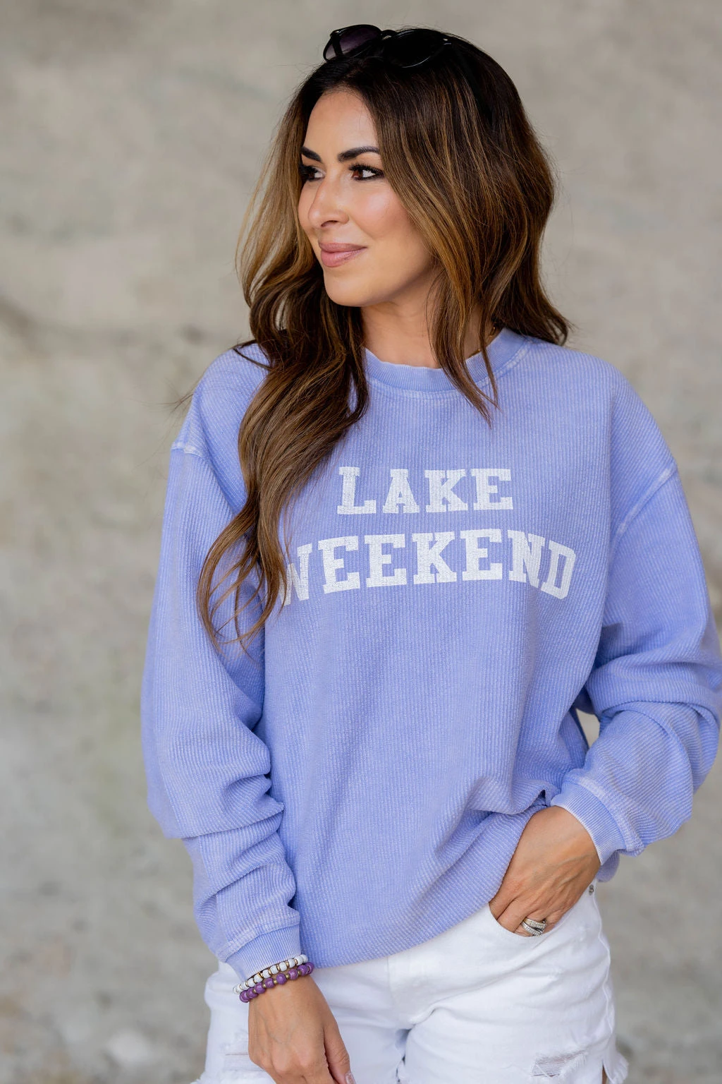 Lake Weekend Ribbed Graphic Crewneck 1 Lake Weekend Ribbed Graphic Crewneck