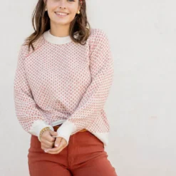 Diamond Stitched Ribbed Trim Sweater -Women's Clothing Store untitled 2 117 d37829c6 09d7 461a 92dd 8dcfe81ef257