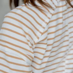 Striped Raw Stitched Tee -Women's Clothing Store untitled 2 124