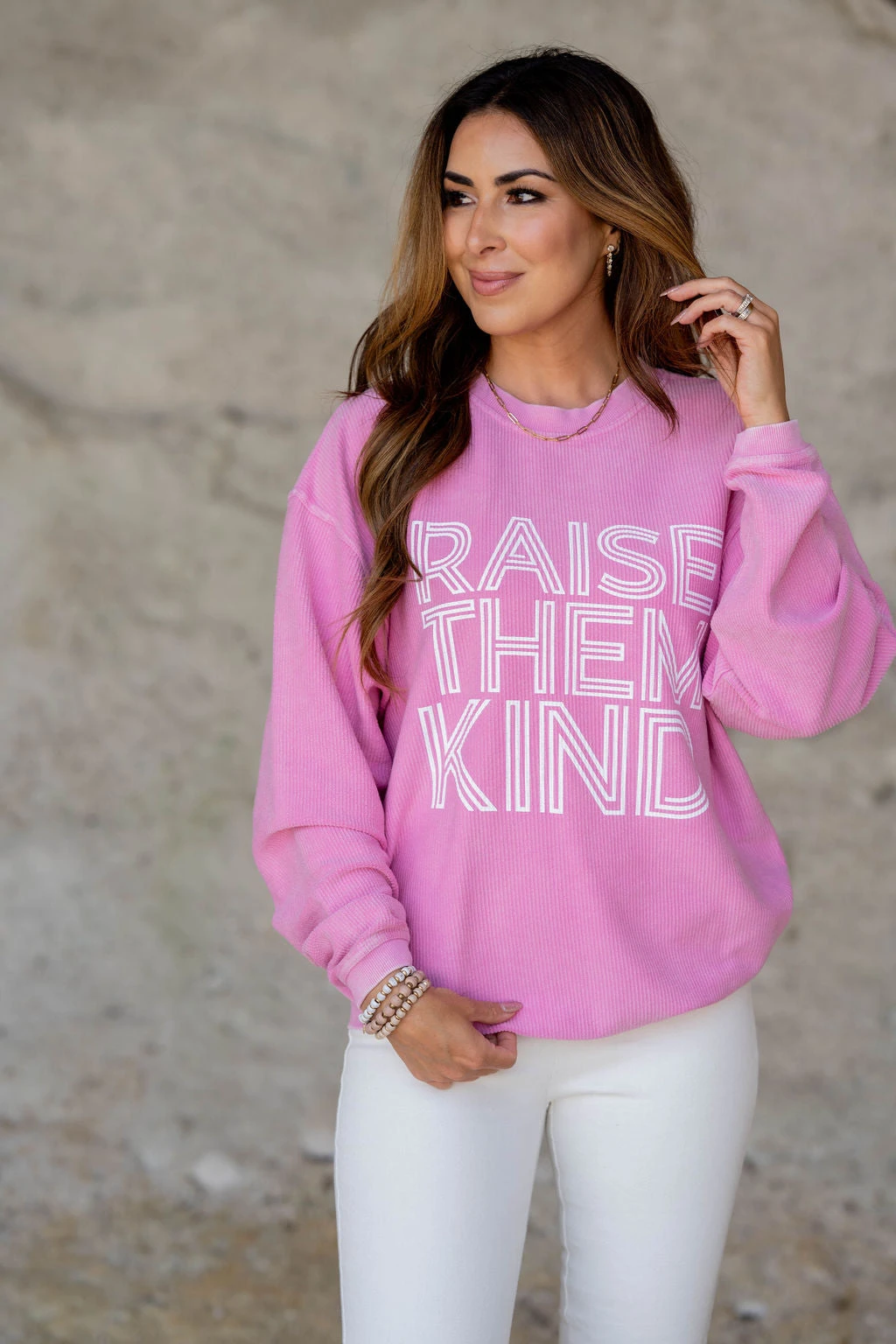Raise Them Kind Ribbed Graphic Crewneck 1 Raise Them Kind Ribbed Graphic Crewneck