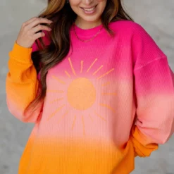 Sunshine Gradient Ribbed Graphic Crewneck 14 Sunshine Gradient Ribbed Graphic Crewneck -Women's Clothing Store untitled 2 170