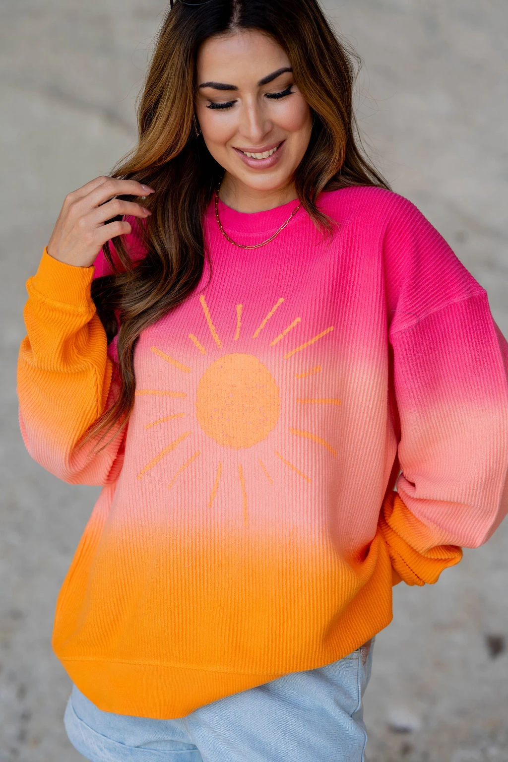 Sunshine Gradient Ribbed Graphic Crewneck 5 Sunshine Gradient Ribbed Graphic Crewneck - Image 5