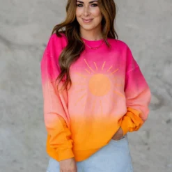 Sunshine Gradient Ribbed Graphic Crewneck