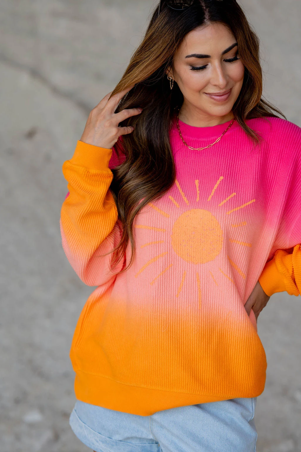 Sunshine Gradient Ribbed Graphic Crewneck 6 Sunshine Gradient Ribbed Graphic Crewneck - Image 6