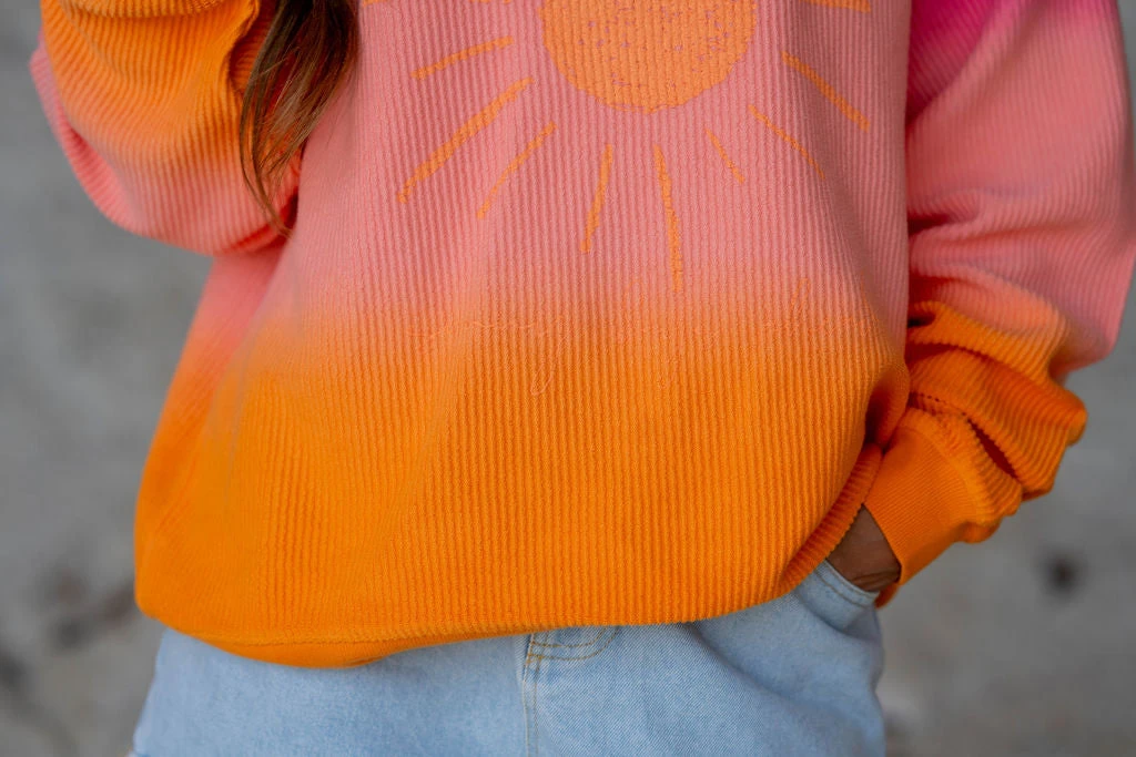 Sunshine Gradient Ribbed Graphic Crewneck 7 Sunshine Gradient Ribbed Graphic Crewneck - Image 7