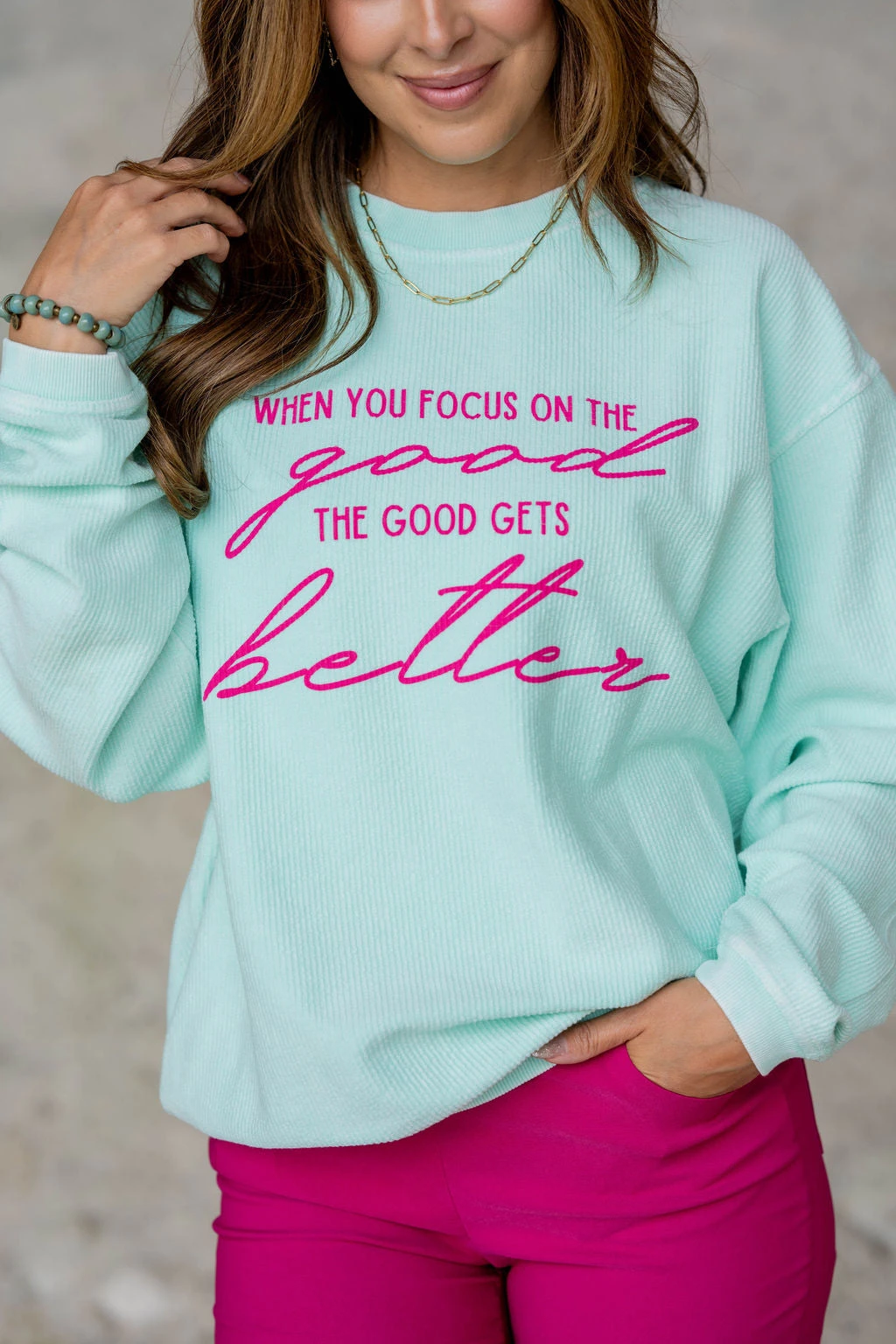 Focus On The Good Ribbed Graphic Crewneck 5 Focus On The Good Ribbed Graphic Crewneck - Image 5