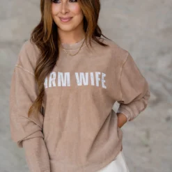Farm Wife Ribbed Graphic Crewneck -Women's Clothing Store untitled 2 202