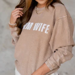 Farm Wife Ribbed Graphic Crewneck -Women's Clothing Store untitled 2 203