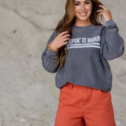 Keepin' It Rural Ribbed Graphic Crewneck -Women's Clothing Store untitled 2 212