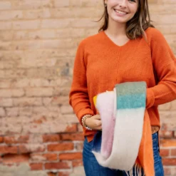 Waffled Mid Seam V Sweater