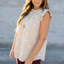 Polka Dot Cinched Trim Tank -Women's Clothing Store untitled 2 228 61603c75 1618 4b89 93fa a2b407358796