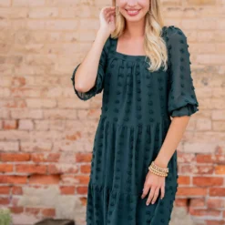Textured Dot Tiered Half Sleeve Dress -Women's Clothing Store untitled 2 247