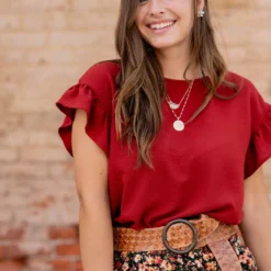 Short Sleeve Flutter Blouse