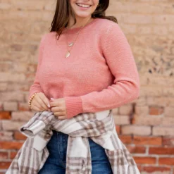 Heathered Knit Ribbed Trim Sweater -Women's Clothing Store untitled 2 278 5c7d6171 e65a 4588 8d6e c2a0db4cddae